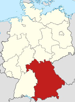 Map of Bavaria in Germany