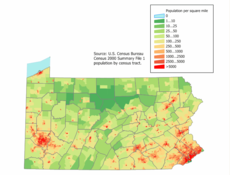 Population Map of Pennsylvania
