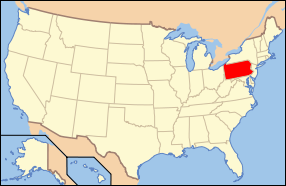 Location of Pennsylvania within the United States