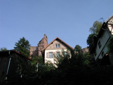 Heidelberg Castle and house from Kurzer Buckel
